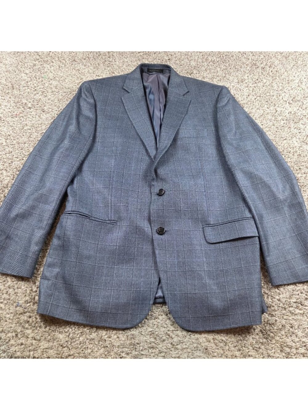 LAUREN Ralph Lauren Blazer Mens 40R Blue Wool Silk Sport Coat Plaid